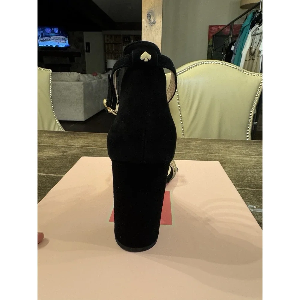 Kate Spade New York‎ Marci Black Heeled Sandals Embellished Strap Size 7.5